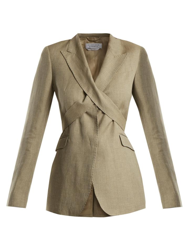 Gabriela Hearst Nutter Tie-waist Linen-blend Blazer