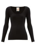 Matchesfashion.com Joostricot - Peachskin Scoop Neck Cotton Blend Sweater - Womens - Black