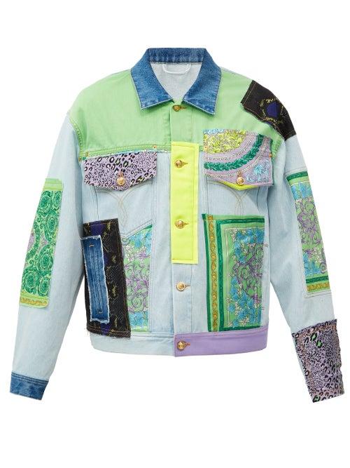 Matchesfashion.com Versace - Patchwork And Medusa-button Denim Jacket - Mens - Multi