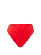 Matchesfashion.com Mara Hoffman - Imina High-rise Floral-cloqu Bikini Briefs - Womens - Red