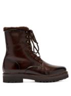 Matchesfashion.com Ralph Lauren Purple Label - Jenkins Shearling Lined Leather Boots - Mens - Dark Brown