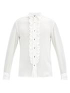 Matchesfashion.com 73 London - Ruffled Silk-crepe De Chine Shirt - Mens - Cream