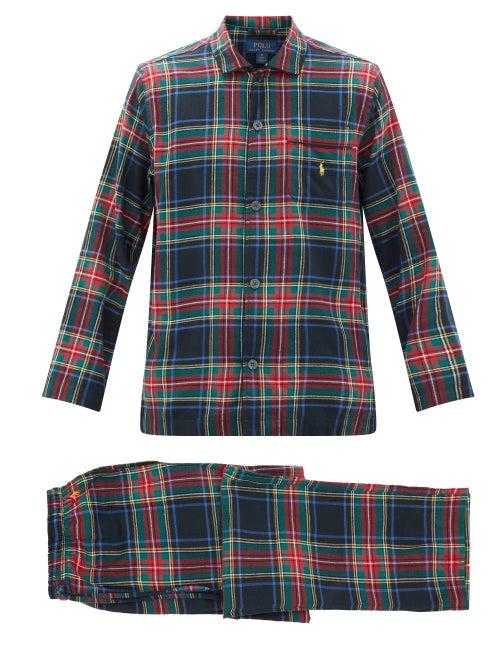 Matchesfashion.com Polo Ralph Lauren - Logo-embroidered Tartan Cotton-flannel Pyjamas - Mens - Black Multi