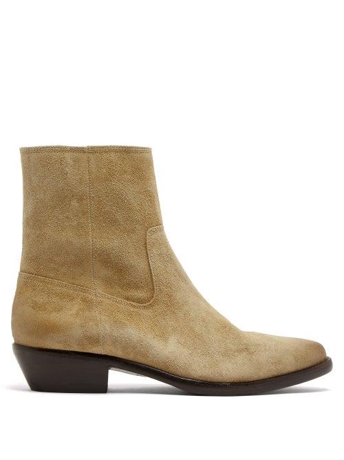 Matchesfashion.com Isabel Marant - Diago Suede Western Boots - Mens - Beige
