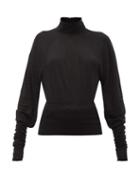 Matchesfashion.com Lemaire - Button-collared Stretch-jersey Roll Neck Sweater - Womens - Black