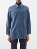 Jil Sander - Panelled Wool-gabardine Shirt - Mens - Blue