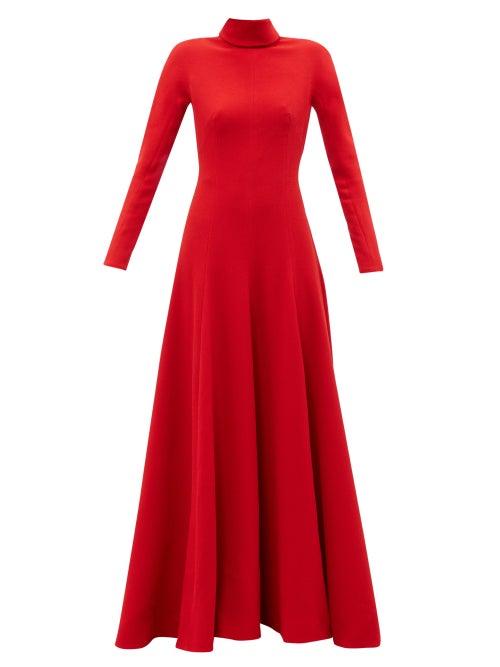 Emilia Wickstead - Sharlene High-neck Crepe Dress - Womens - Red