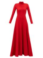 Emilia Wickstead - Sharlene High-neck Crepe Dress - Womens - Red