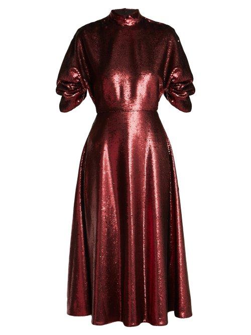 Matchesfashion.com Emilia Wickstead - Mariel Open Back Sequined Gown - Womens - Burgundy