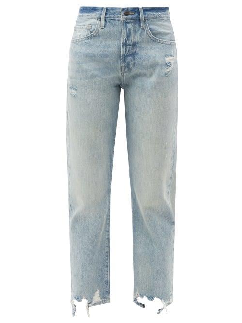 Ladies Rtw Frame - Original Distressed High-rise Straight-leg Jeans - Womens - Light Denim