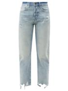 Ladies Rtw Frame - Original Distressed High-rise Straight-leg Jeans - Womens - Light Denim