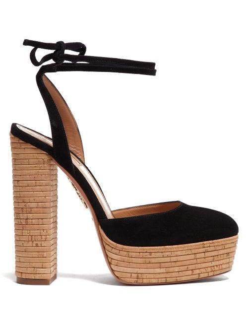 Matchesfashion.com Aquazzura - Penelope Plateau 140 Suede Platform Pumps - Womens - Black