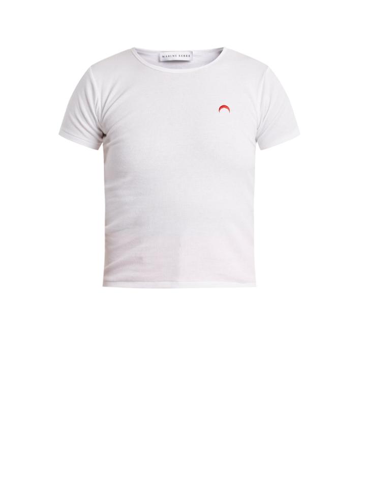 Marine Serre Logo-embroidered Cotton T-shirt