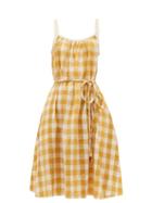 Matchesfashion.com Ace & Jig - Noelle Checked Tie Waist Cotton Dress - Womens - Yellow