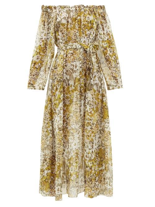 Matchesfashion.com On The Island By Marios Schwab - Los Bajos Floral-print Silk-georgette Dress - Womens - Yellow Print