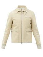 Matchesfashion.com Aldo Maria Camillo - Ribbed-cuffs Suede-leather Biker Jacket - Mens - Cream