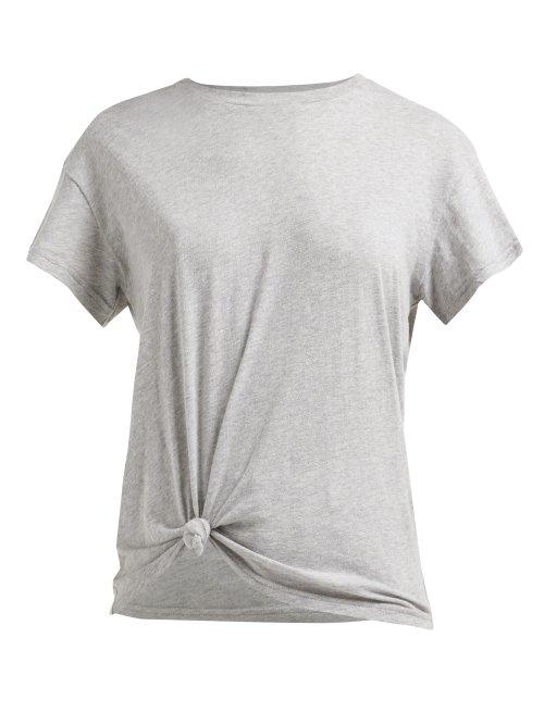 Matchesfashion.com Frame - Knotted Cotton T Shirt - Womens - Grey