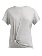 Matchesfashion.com Frame - Knotted Cotton T Shirt - Womens - Grey