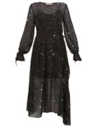 Matchesfashion.com Preen Line - Rosalba Floral Print Georgette Midi Dress - Womens - Black Multi