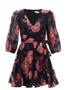Matchesfashion.com Borgo De Nor - Anita Floral-brocade Silk Mini Dress - Womens - Black Pink