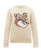 Matchesfashion.com Maison Kitsun - Fox Intarsia Wool Sweater - Mens - Cream