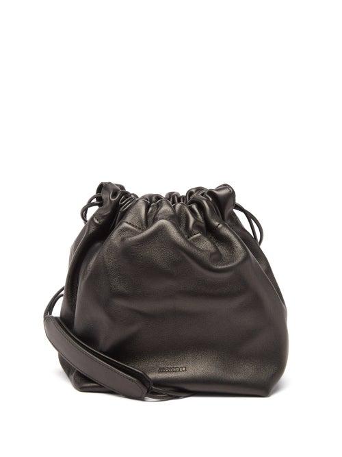 Jil Sander - Drawstring Mini Leather Cross-body Bag - Womens - Black