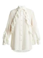 Givenchy Pleated-ruffle Silk-blend Blouse