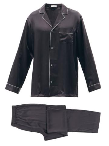 Zimmerli - Logo-embroidered Piped Silk Pyjama Set - Mens - Navy