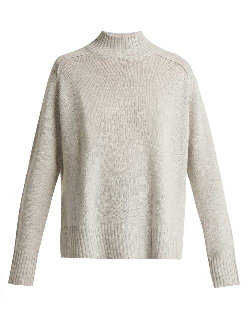 Matchesfashion.com Allude - High Neck Cashmere Sweater - Womens - Light Grey