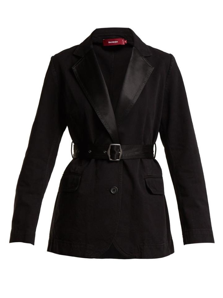Sies Marjan Terry Satin-lapel Single-breasted Cotton Blazer
