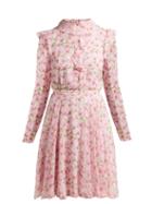 Matchesfashion.com Giambattista Valli - Peony Print Ruffled Mini Dress - Womens - Ivory Multi