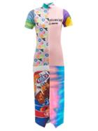 Conner Ives - High-neck Half-zip Upcycled-jersey Dress - Womens - Multi