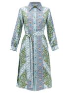 Matchesfashion.com D'ascoli - Theodora Printed Silk Midi Shirtdress - Womens - Blue Multi