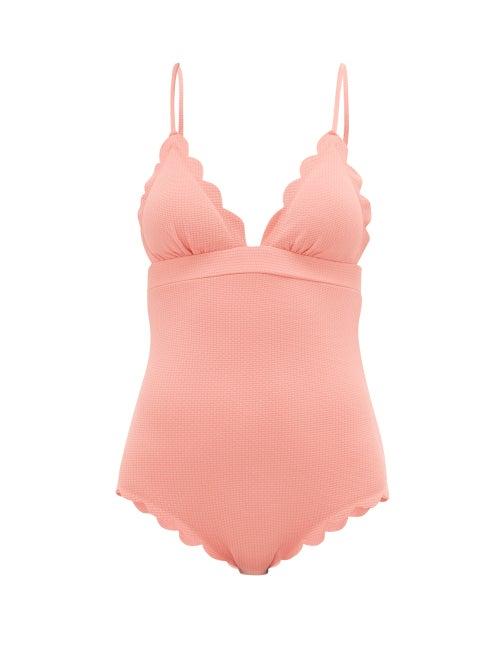 Matchesfashion.com Marysia - Santa Clara Scalloped-edged Swimsuit - Womens - Pink