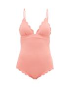 Matchesfashion.com Marysia - Santa Clara Scalloped-edged Swimsuit - Womens - Pink