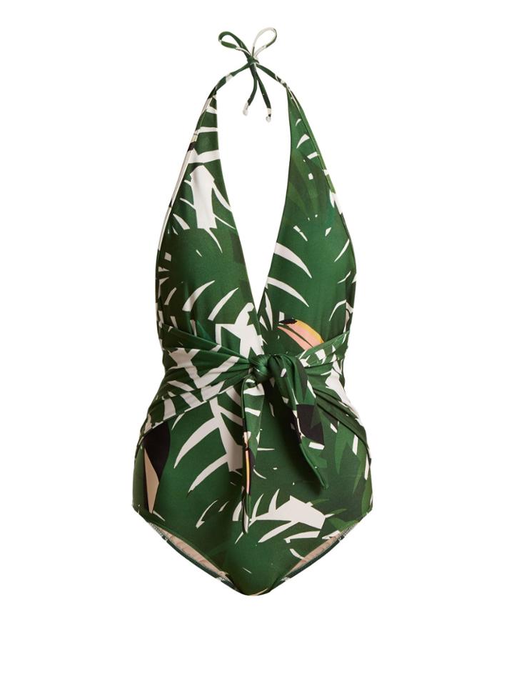 Adriana Degreas Foliage-print Halterneck Swimsuit