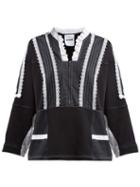 Matchesfashion.com Koch - Lace And Broderie Anglaise Cotton Top - Womens - Black