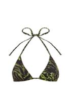 Matchesfashion.com Ganni - Tiger Print Triangle Bikini Top - Womens - Multi