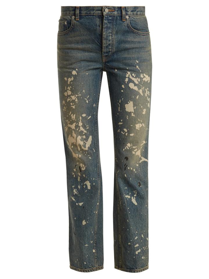 Helmut Lang Paint-effect Straight-leg Jeans