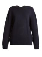 Matchesfashion.com Miu Miu - Open Back Cashmere Sweater - Womens - Navy