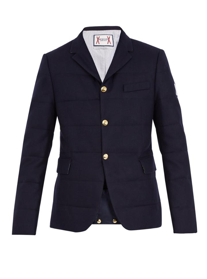 Moncler Gamme Bleu Notch-lapel Quilted-down Wool Blazer