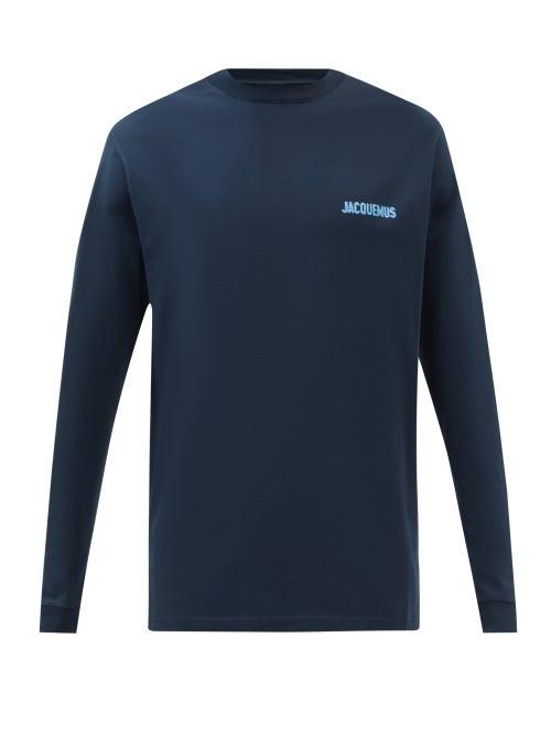 Jacquemus - Gelo Logo-print Cotton Long-sleeved T-shirt - Mens - Dark Navy