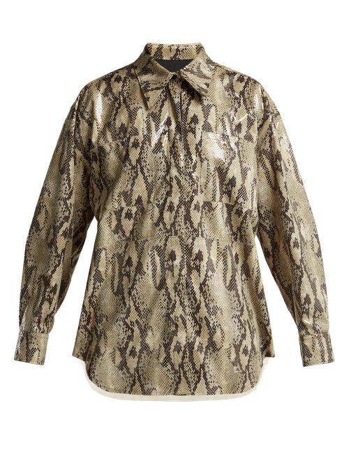 Matchesfashion.com Msgm - Python Effect Shirt - Womens - Beige