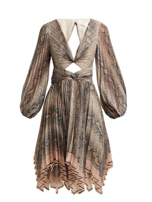 Matchesfashion.com Zimmermann - Corsage Pleat Python Print Dress - Womens - Python
