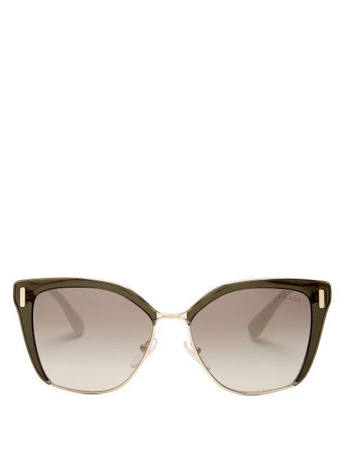 Matchesfashion.com Prada Eyewear - Cat Eye Sunglasses - Womens - Grey Multi