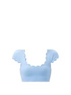 Matchesfashion.com Marysia - Mexico Scalloped-edge Bikini Top - Womens - Light Blue