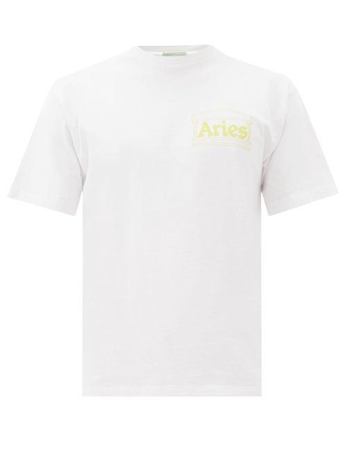 Mens Rtw Aries - Logo-print Cotton-jersey T-shirt - Mens - White