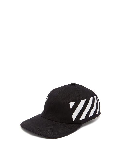 Matchesfashion.com Off-white - Stripe Print Cotton Cap - Mens - Black White