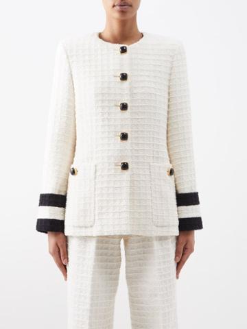Gucci - Collarless Button-front Cotton-blend Tweed Jacket - Womens - Cream Black