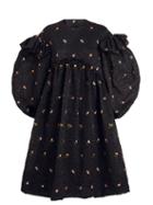 Simone Rocha - Floral-embroidered Puffed-sleeve Cloqu Dress - Womens - Black